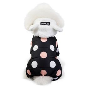 Warm big polka dot four-leg cotton coat (Option: Black-XXL)