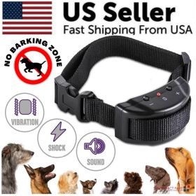 Automatic Anti Bark Barking Dog Shock Control Collar Device Large Medium Small (Option: Black)